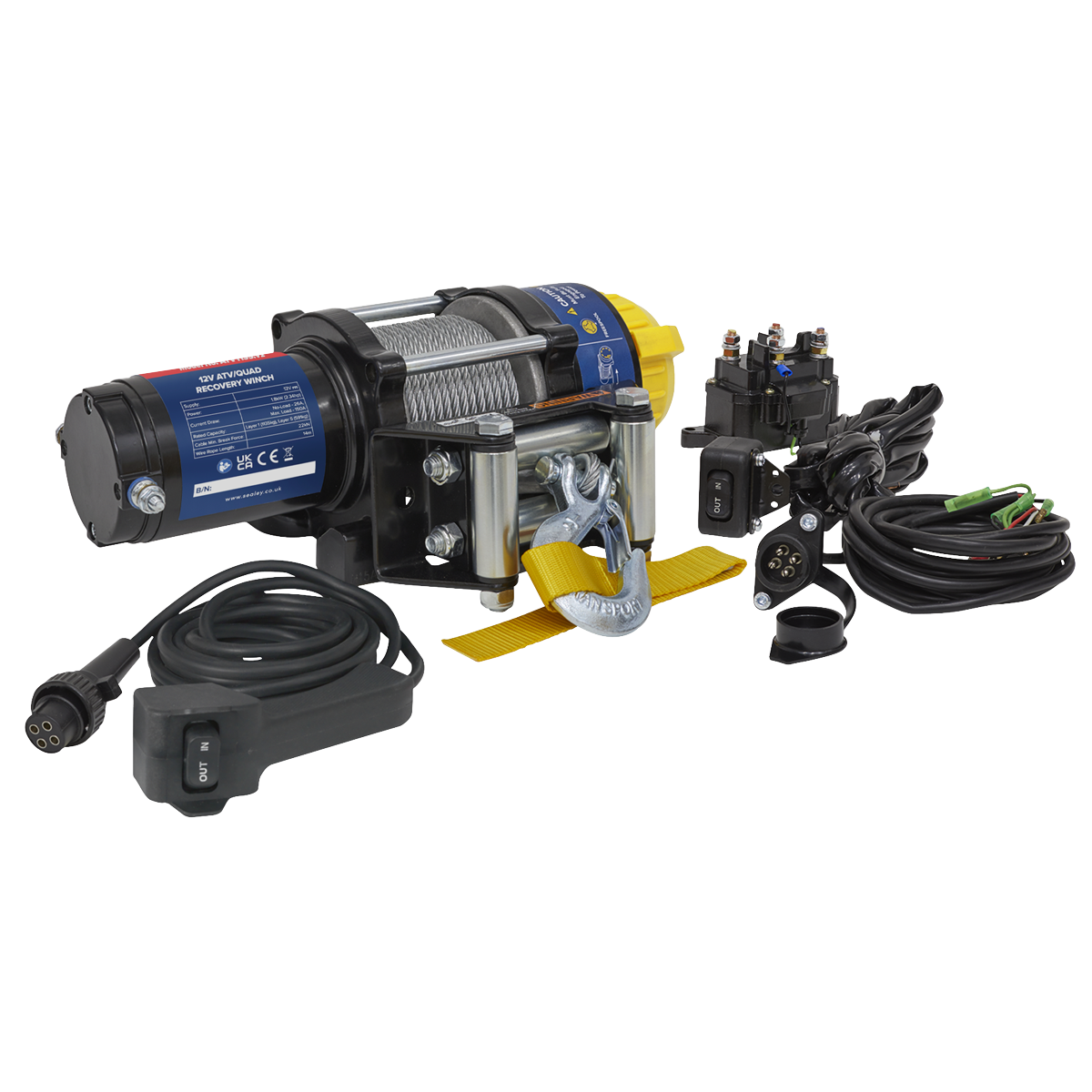 ATV/Quad Recovery Winch 1135kg (2500lb) Line Pull 12V ATV1135