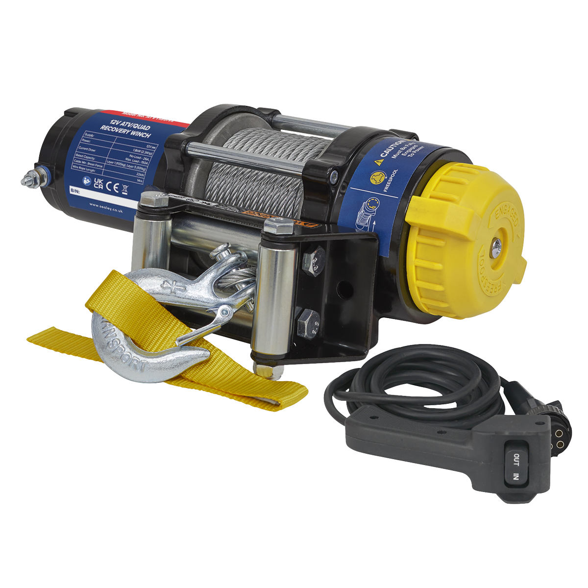 ATV/Quad Recovery Winch 1135kg (2500lb) Line Pull 12V ATV1135
