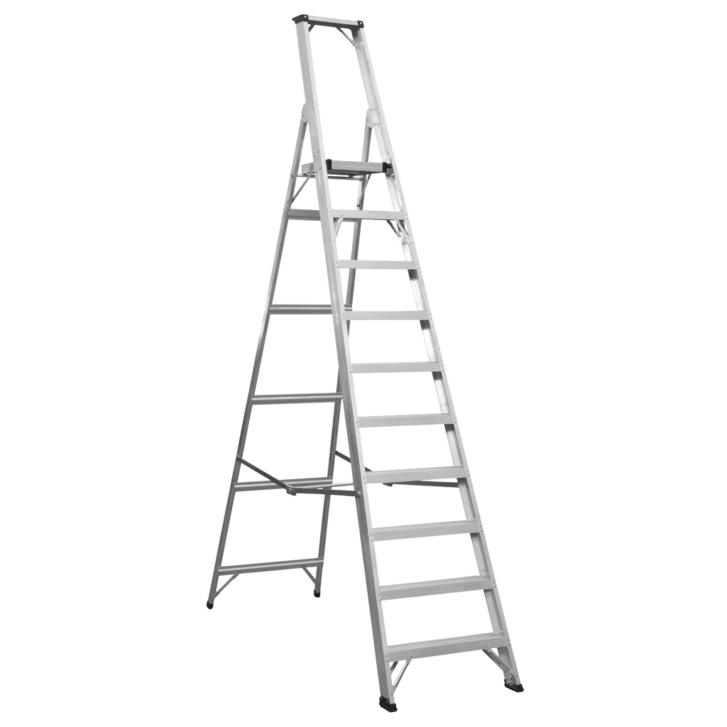 Aluminium Industrial Step Ladder 10-Tread - EN 131 AXL10