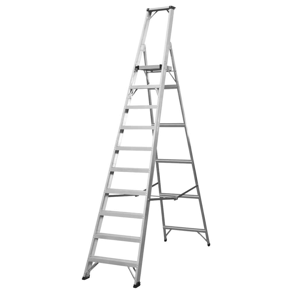 Aluminium Industrial Step Ladder 10-Tread - EN 131 AXL10