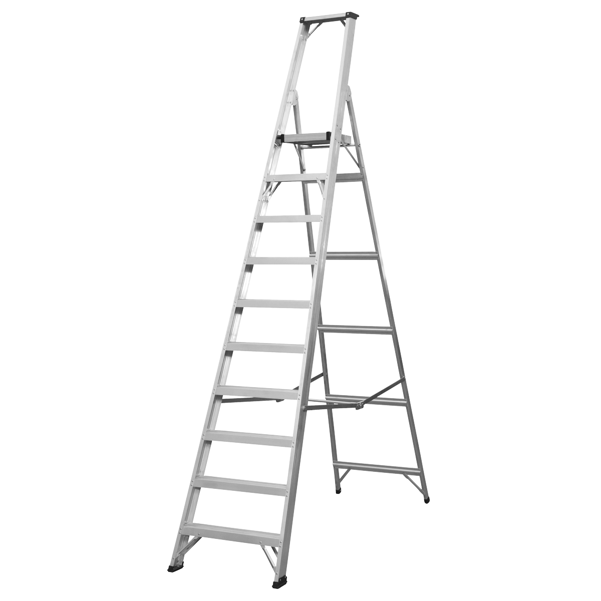 Aluminium Industrial Step Ladder 10-Tread - EN 131 AXL10