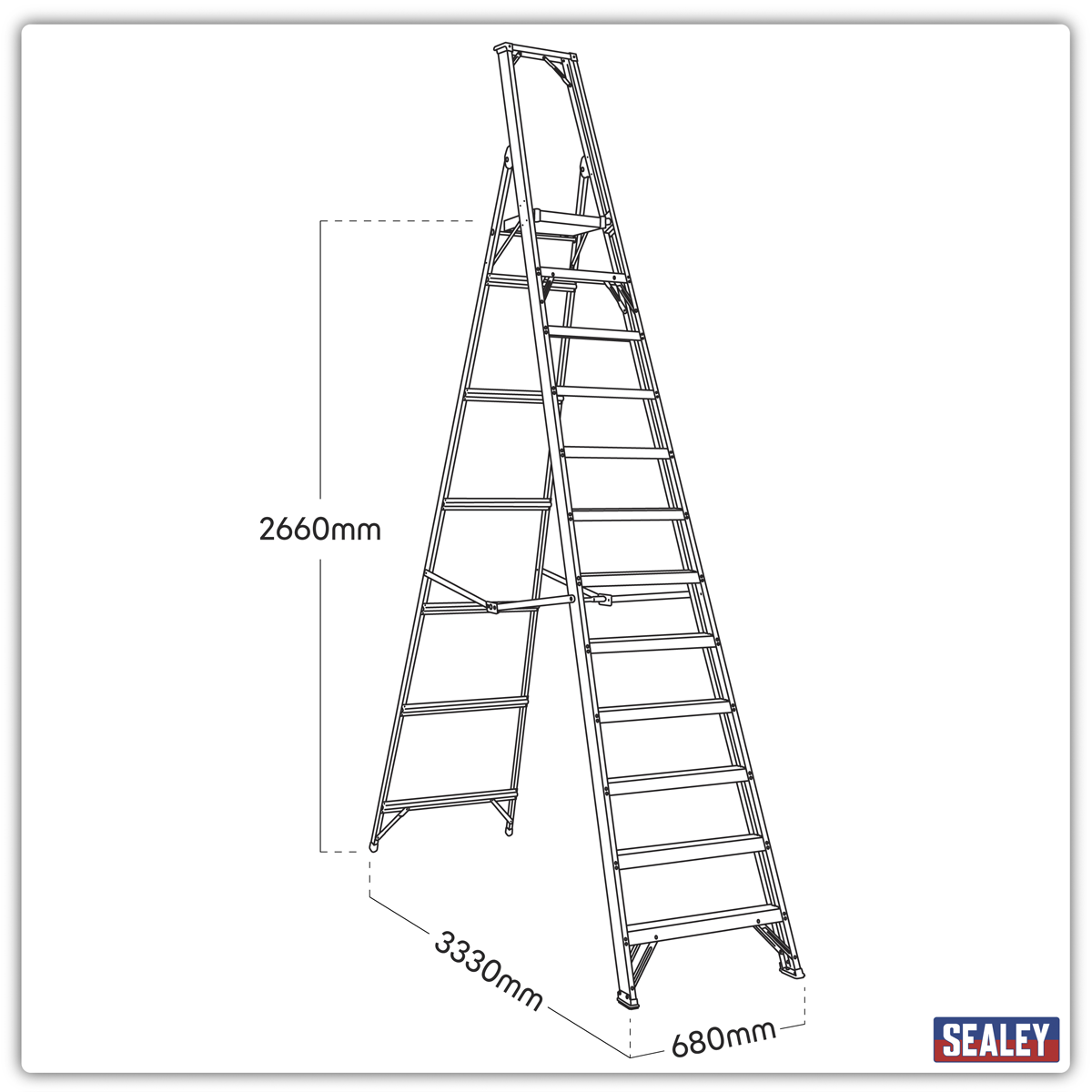Industrial Step Ladder 12-Tread Aluminium - BS EN 131 AXL12