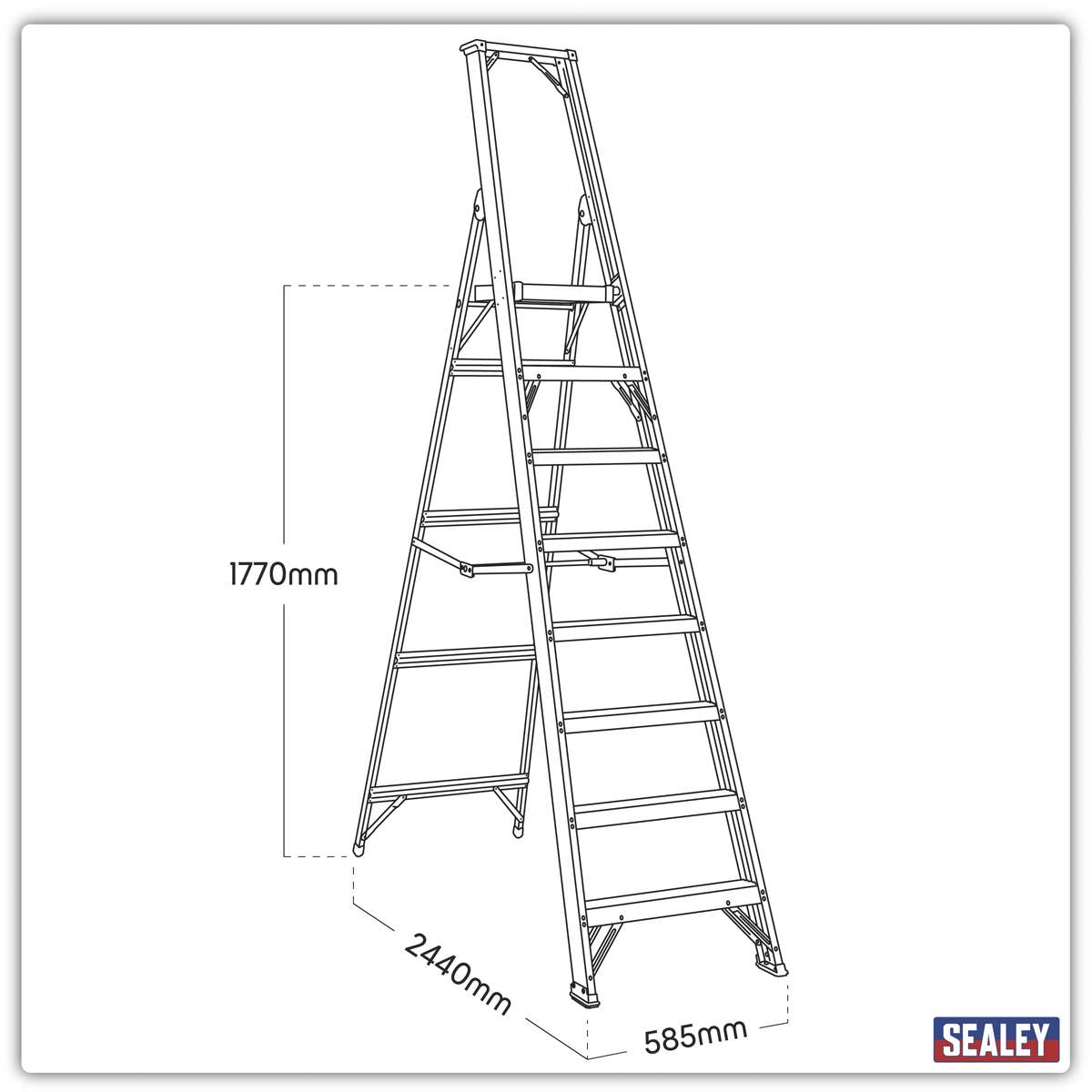 Aluminium Industrial Step Ladder 8-Tread -EN 131 AXL8
