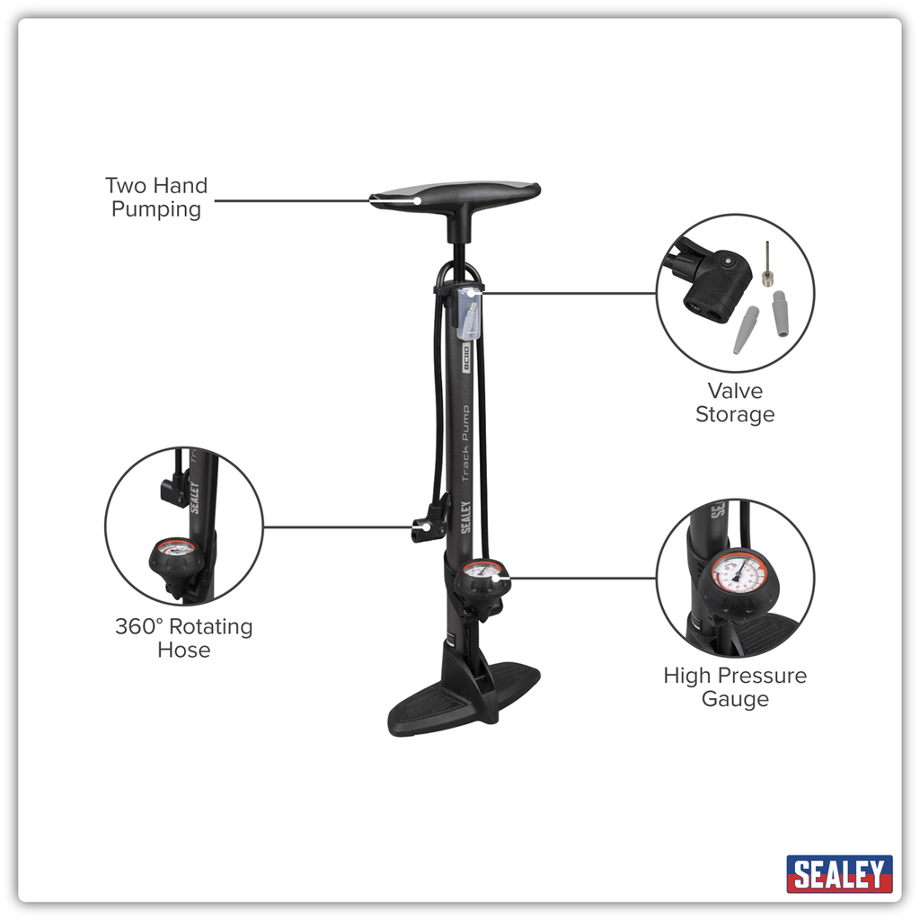 Track Pump with Dial Type Pressure Gauge BC110