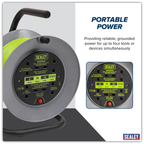 15m Cable Reel with Thermal Trip 4 x 230V - Hi-Vis Green BCR153TG