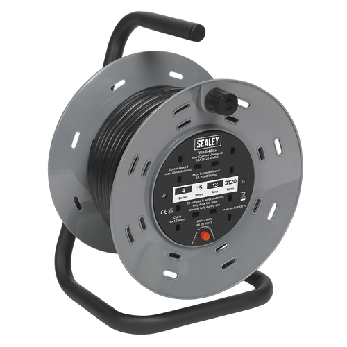 15m Cable Reel with Thermal Trip 4 x 230V BCR153T