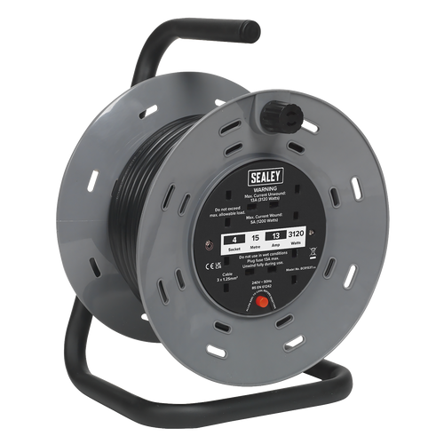 15m Cable Reel with Thermal Trip 4 x 230V BCR153T