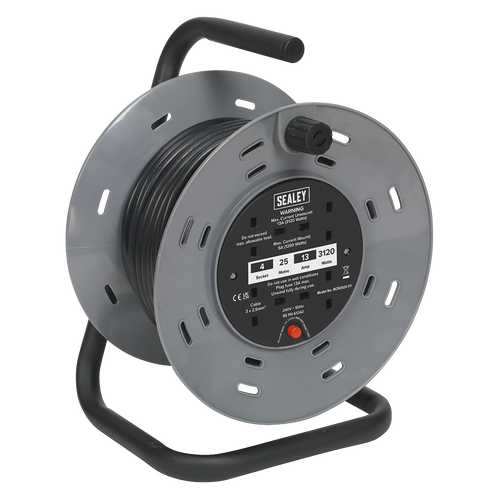 25m Cable Reel with Thermal Trip 4 x 230V BCR2525
