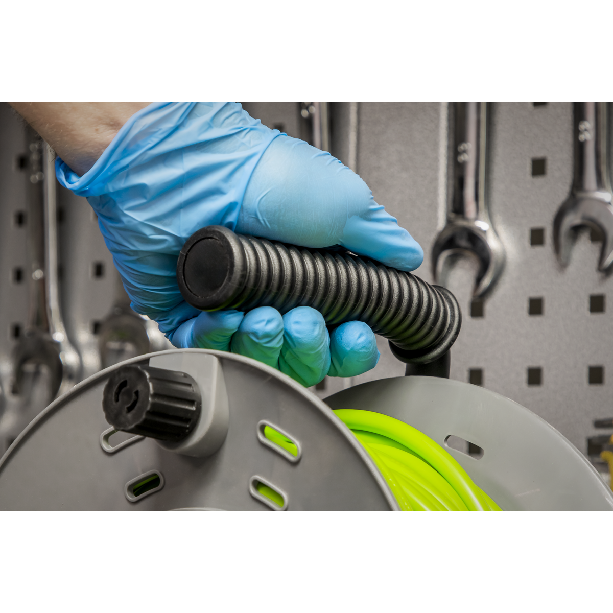 25m Cable Reel with Thermal Trip 4 x 230V - Hi-Vis Green BCR25G