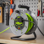 25m Cable Reel with Thermal Trip 4 x 230V - Hi-Vis Green BCR25G