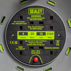 25m Cable Reel with Thermal Trip 4 x 230V - Hi-Vis Green BCR25G
