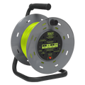 25m Cable Reel with Thermal Trip 4 x 230V - Hi-Vis Green BCR25G