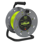 25m Cable Reel with Thermal Trip 4 x 230V - Hi-Vis Green BCR25G
