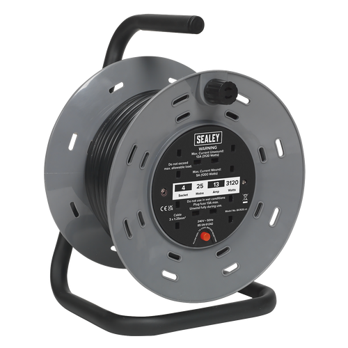 25m Cable Reel with Thermal Trip 4 x 230V BCR25