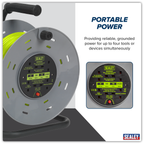 50m Cable Reel with Thermal Trip 4 x 230V - Hi-Vis Green BCR50G