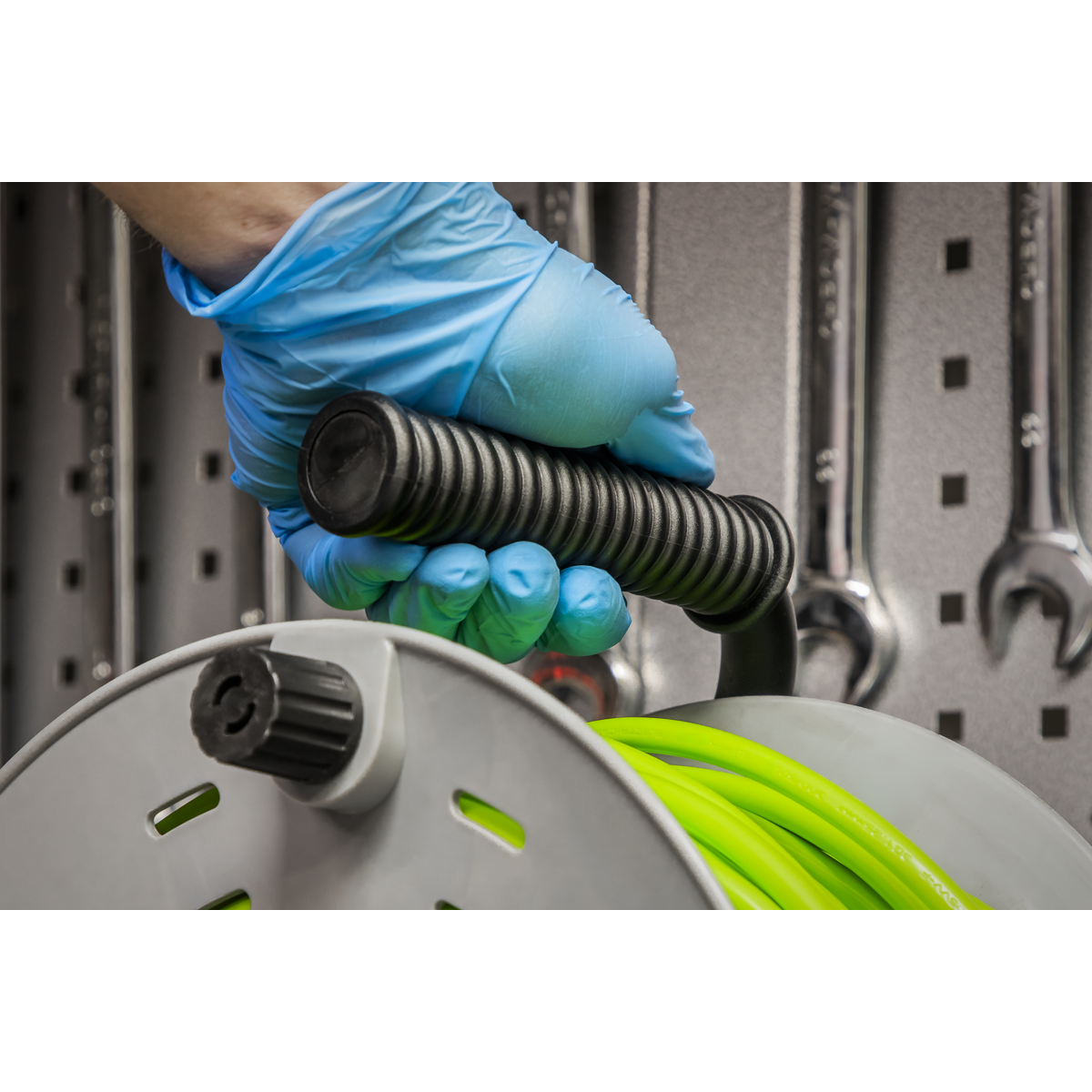 50m Cable Reel with Thermal Trip 4 x 230V - Hi-Vis Green BCR50G