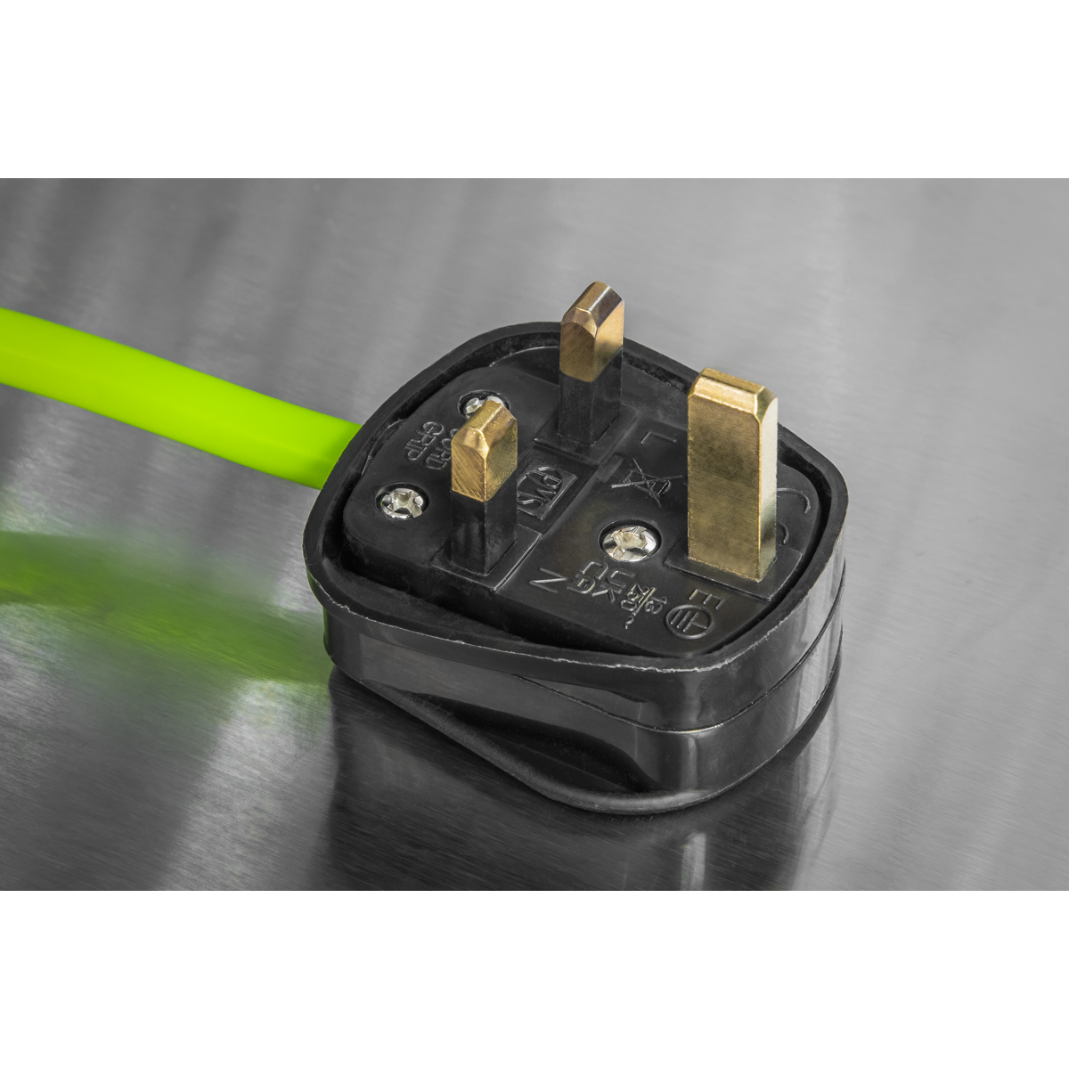 50m Cable Reel with Thermal Trip 4 x 230V - Hi-Vis Green BCR50G