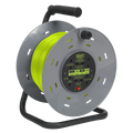 50m Cable Reel with Thermal Trip 4 x 230V - Hi-Vis Green BCR50G