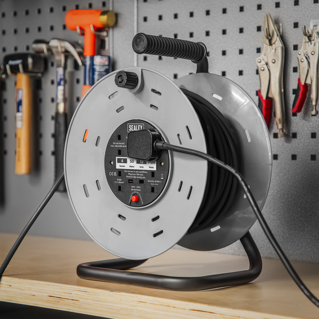 50m Cable Reel with Thermal Trip 4 x 230V BCR50
