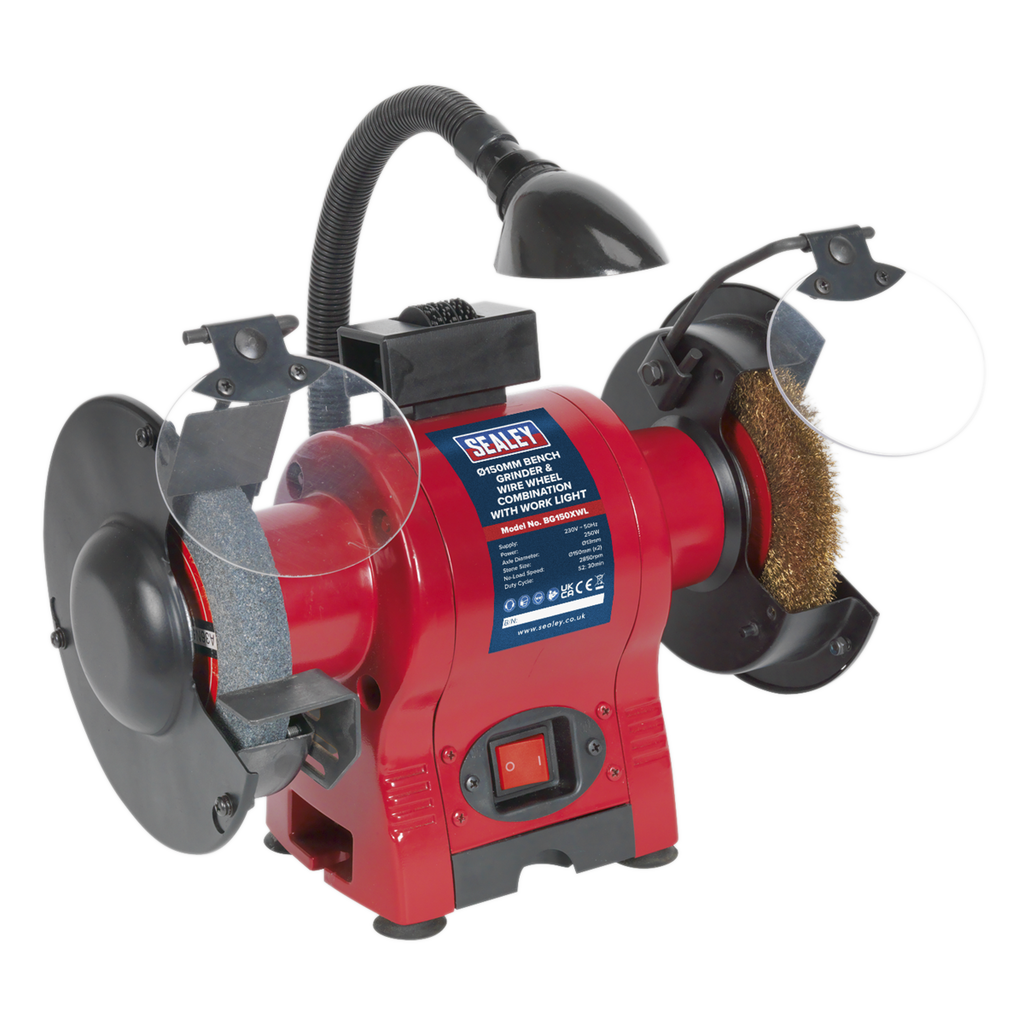 150mm Bench Grinder & Wire Wheel Combination with Worklight 250W/230V BG150XWL