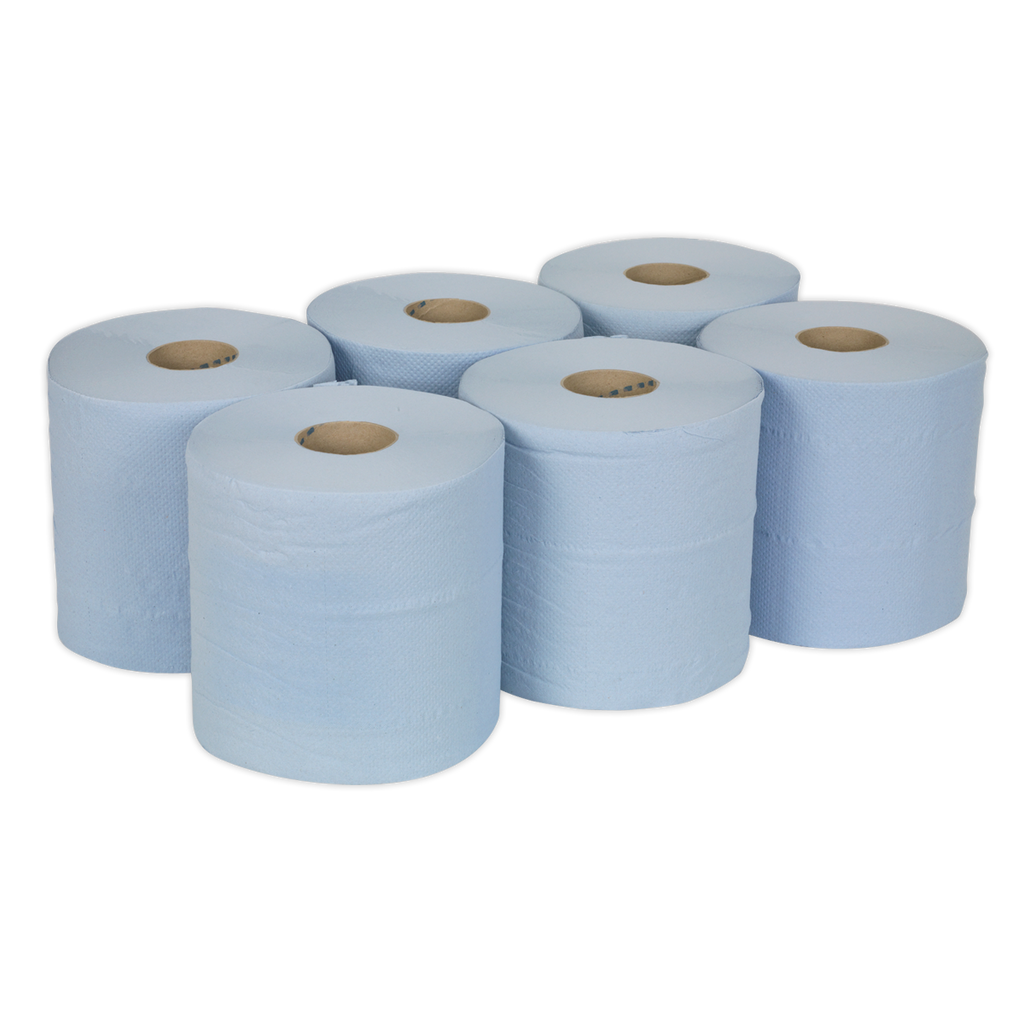 2-Ply Embossed Blue Paper Roll 150m - Pack of 6 BLU150
