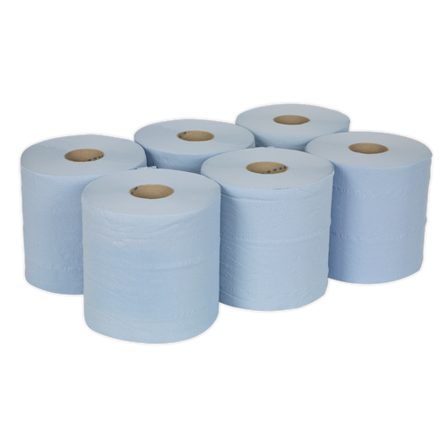 2-Ply Embossed Blue Paper Roll 150m - Pack of 6 BLU150
