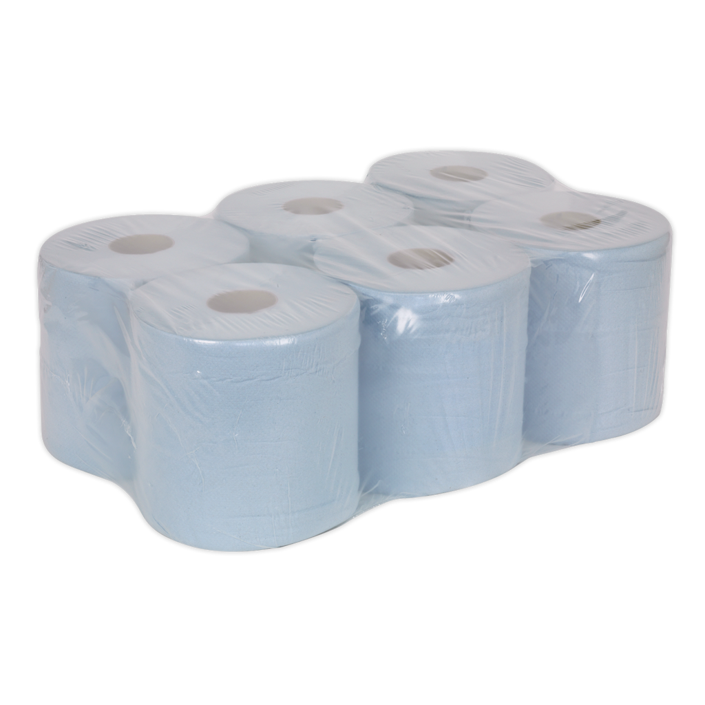 2-Ply Embossed Blue Paper Roll 150m - Pack of 6 BLU150
