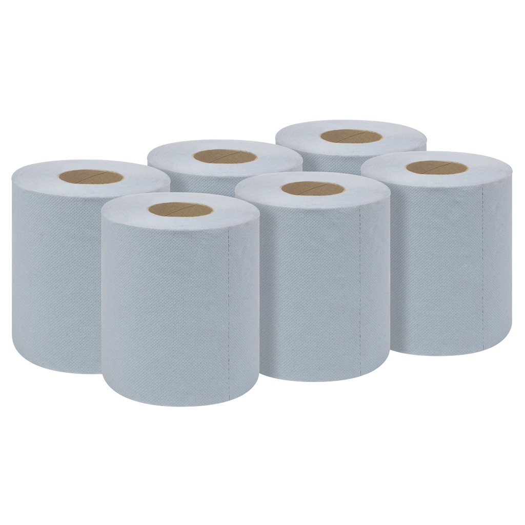 2-Ply Embossed Blue Paper Roll 60m - Pack of 6 BLU60