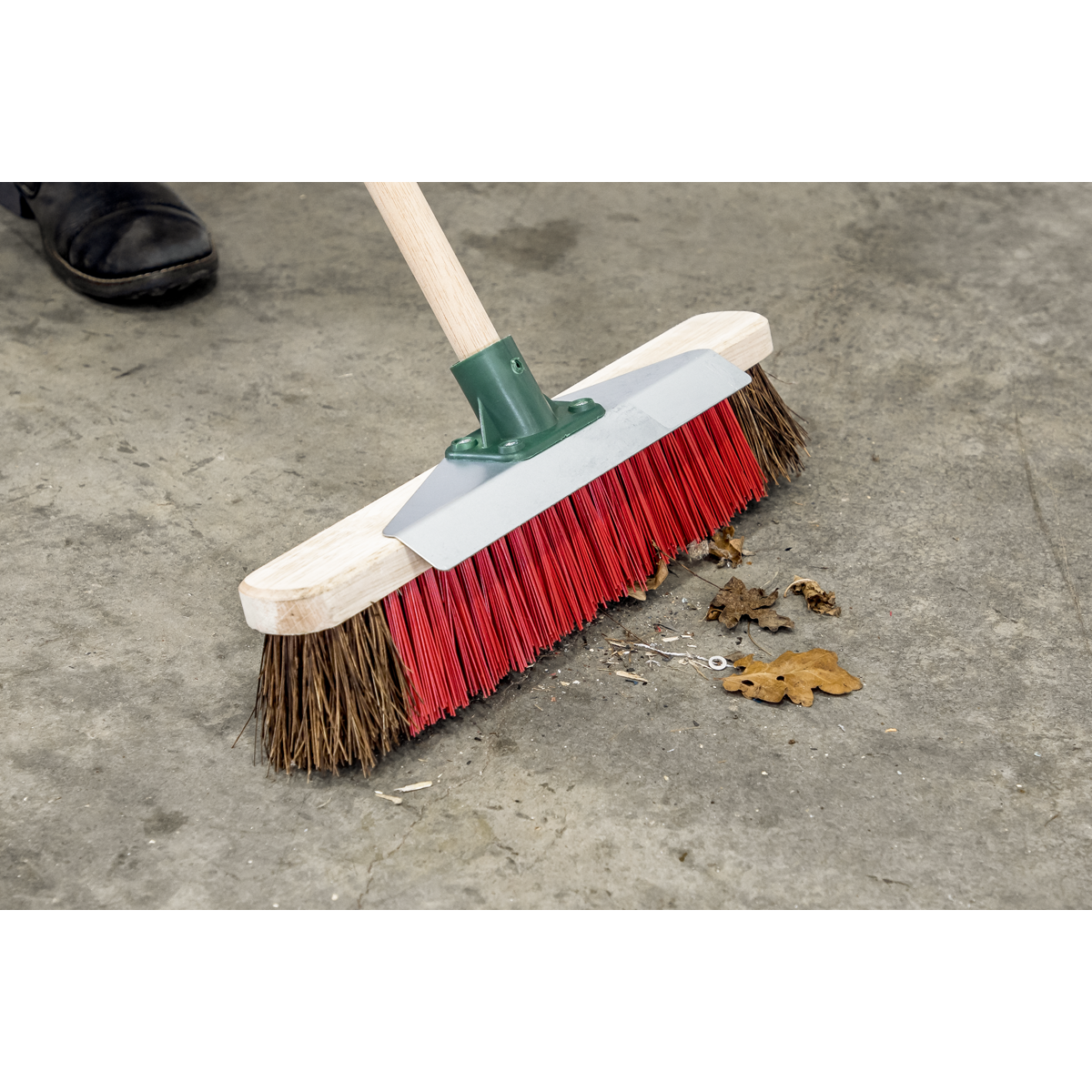 Heavy-Duty Stiff/Hard Bristle Broom with Scraper 16"(405mm) BM16SC