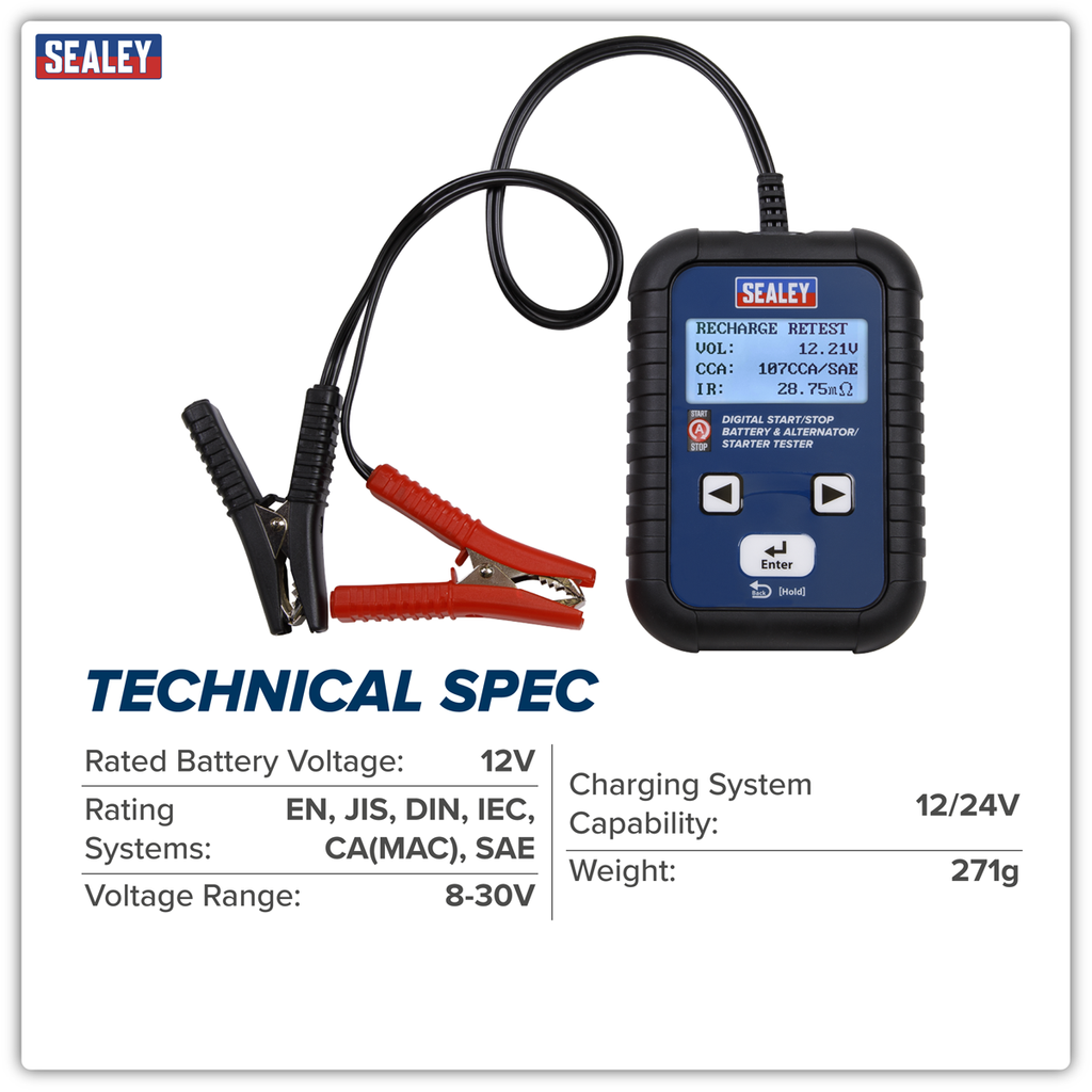 Digital Start/Stop Battery & Alternator/Starter Tester 12/24V BT2011