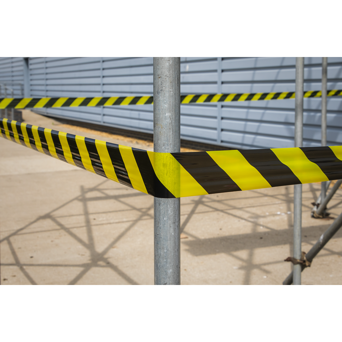 Non-Adhesive Hazard Warning Barrier Tape 80mm x 100m - Black/Yellow BTBY