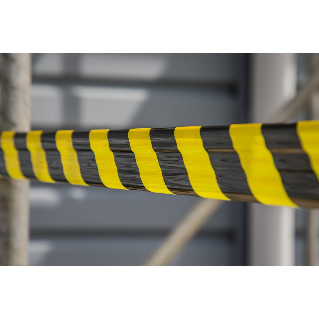 Non-Adhesive Hazard Warning Barrier Tape 80mm x 100m - Black/Yellow BTBY