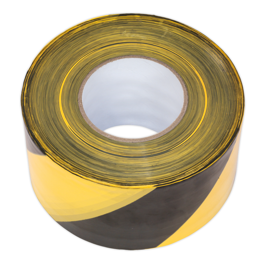 Non-Adhesive Hazard Warning Barrier Tape 80mm x 100m - Black/Yellow BTBY