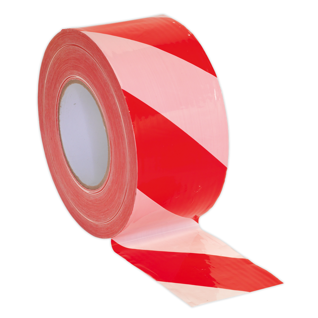 Non-Adhesive Hazard Warning Barrier Tape 80mm x 100m - Red/White BTRW