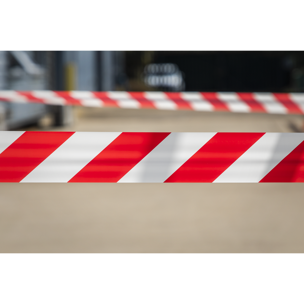 Non-Adhesive Hazard Warning Barrier Tape 80mm x 100m - Red/White BTRW