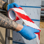 Non-Adhesive Hazard Warning Barrier Tape 80mm x 100m - Red/White BTRW