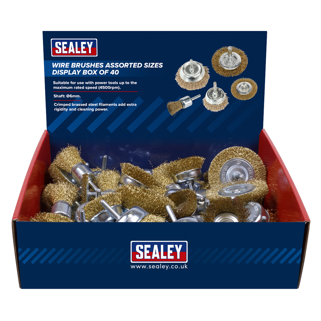 Crimped Wire Brushes Assorted Sizes - Display Box of 40 BWBS40DB
