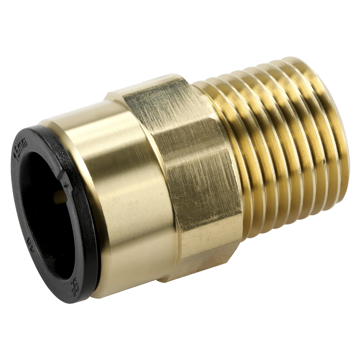 John Guest® Brass Straight Adaptor 15mm x 1/2"BSPT CAS15BSA