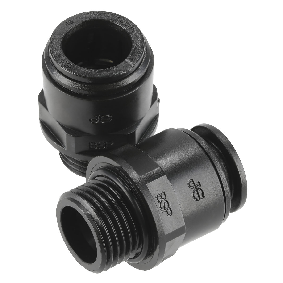 John Guest® Straight Adaptor 15mm x 1/2"BSP - Pack of 2 CAS15SA