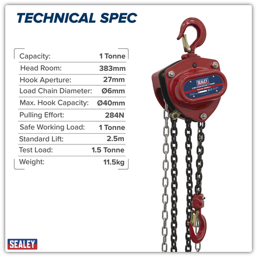 2.5m Chain Block 1 Tonne CB1000