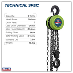 2.5m Chain Block 2 Tonne CB2000E