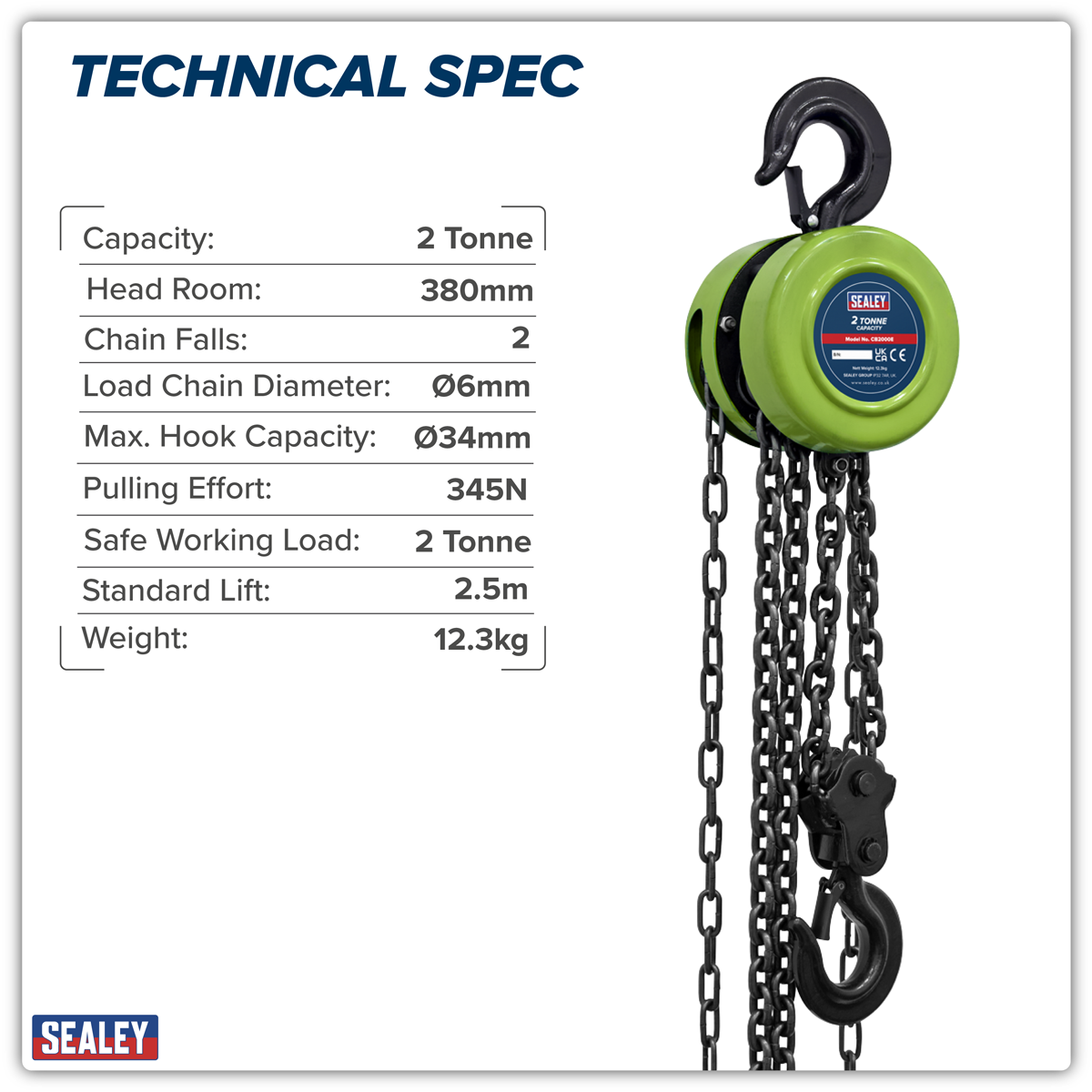 2.5m Chain Block 2 Tonne CB2000E
