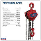 3m Chain Block 2 Tonne CB2000
