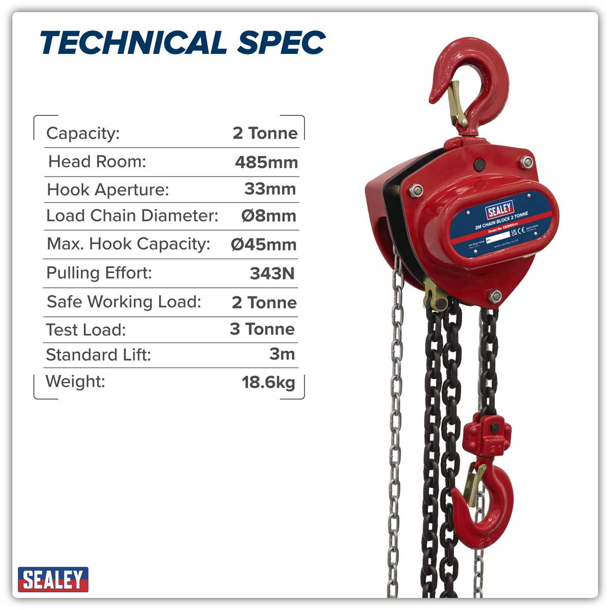 3m Chain Block 2 Tonne CB2000