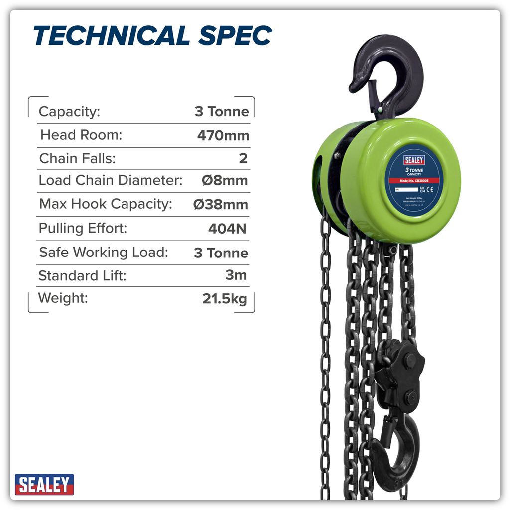 3m Chain Block 3 Tonne CB3000E