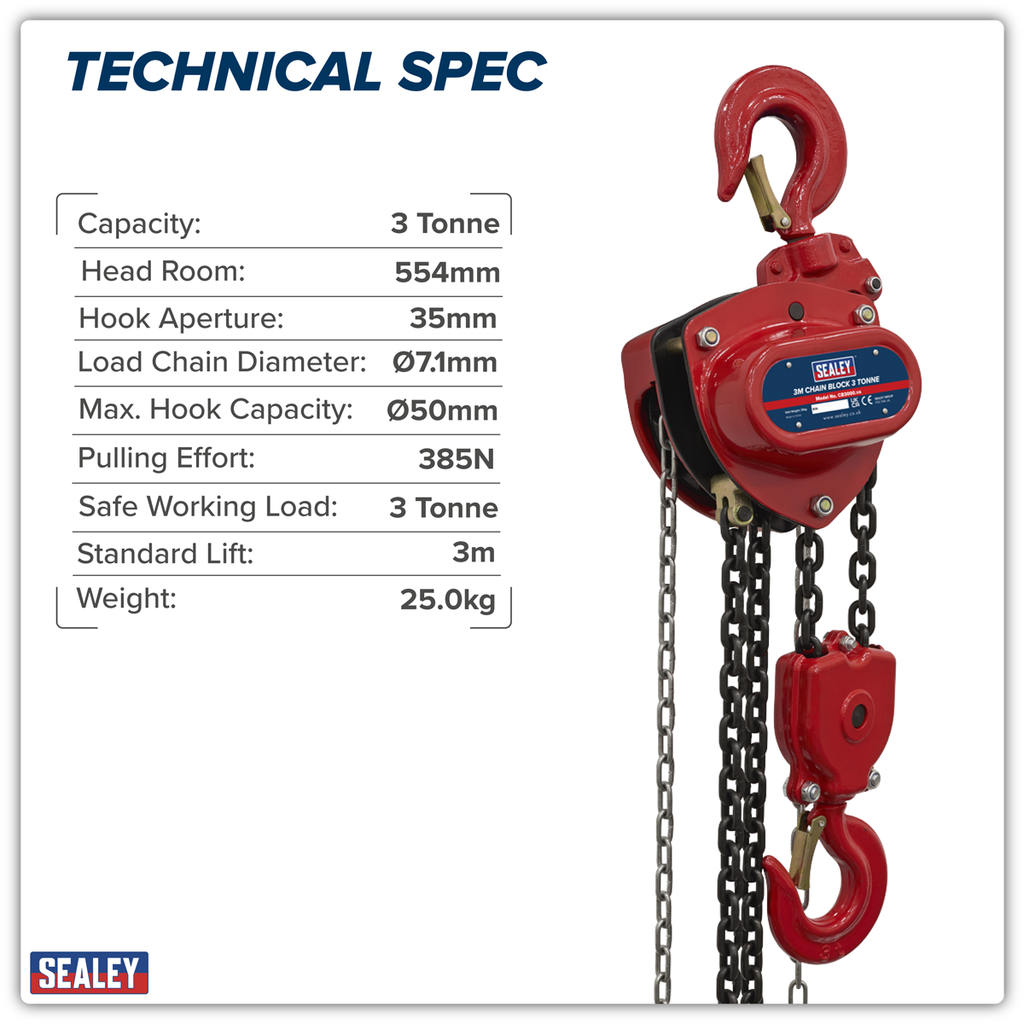 3m Chain Block 3 Tonne CB3000