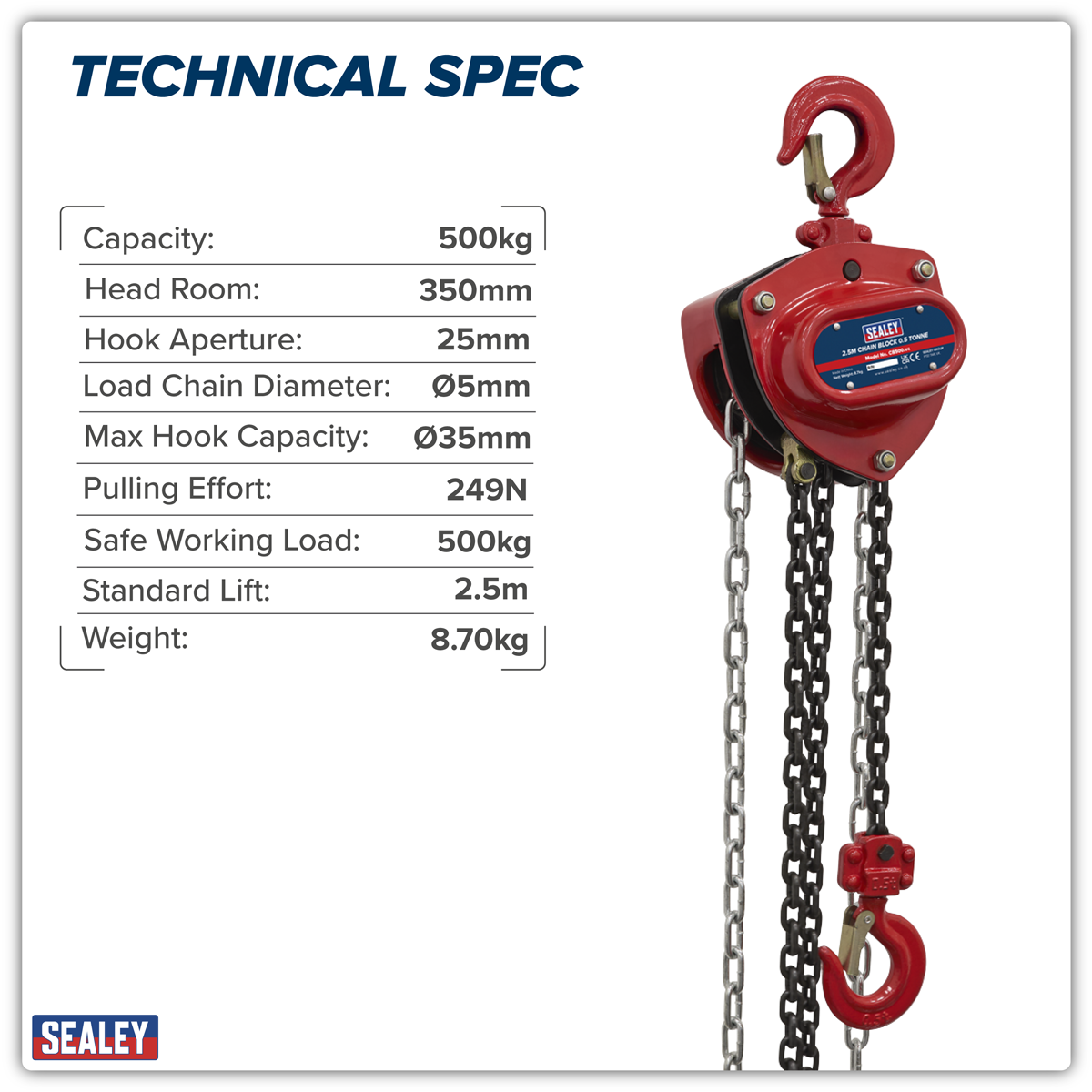 2.5m Chain Block 0.5 Tonne CB500
