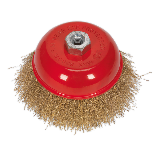 125mm Brassed Steel Crimped Wire Cup Brush M14 x 2mm CBC125