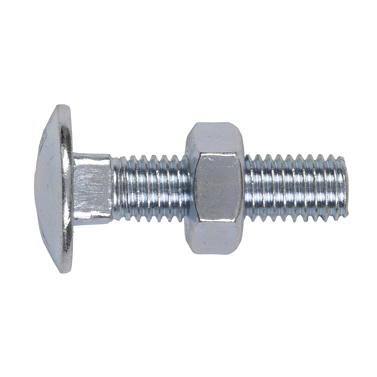 Zinc Plated Coach Bolt & Nut M10 x 40mm, DIN 603 - Pack of 50 CBN1040