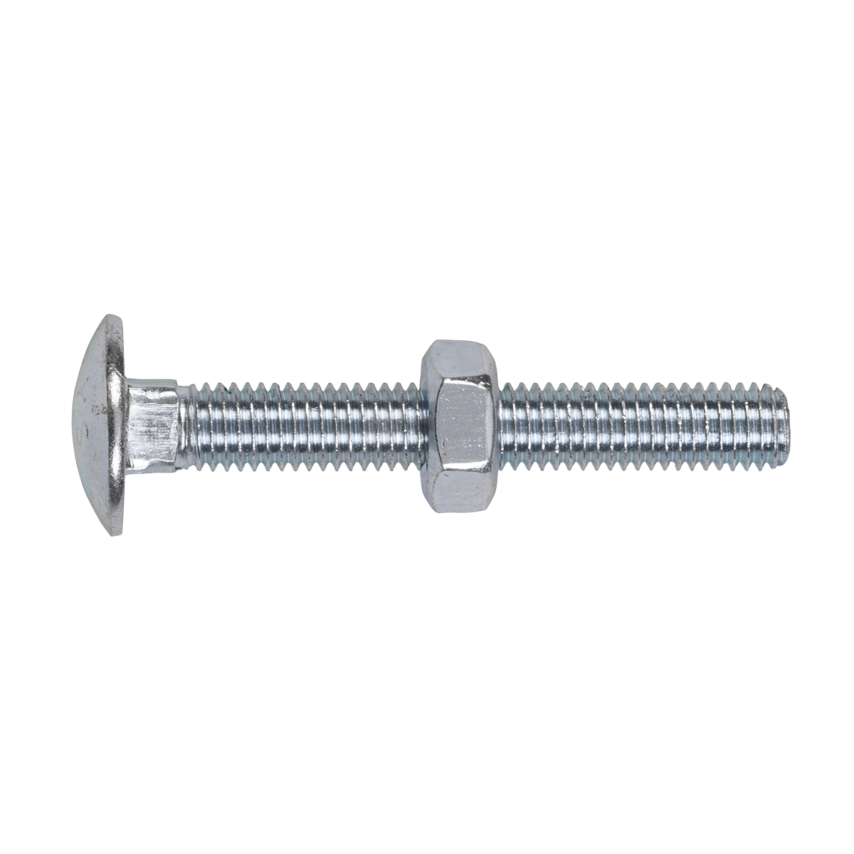 Zinc Plated Coach Bolt & Nut M10 x 75mm, DIN 603 - Pack of 50 CBN1075